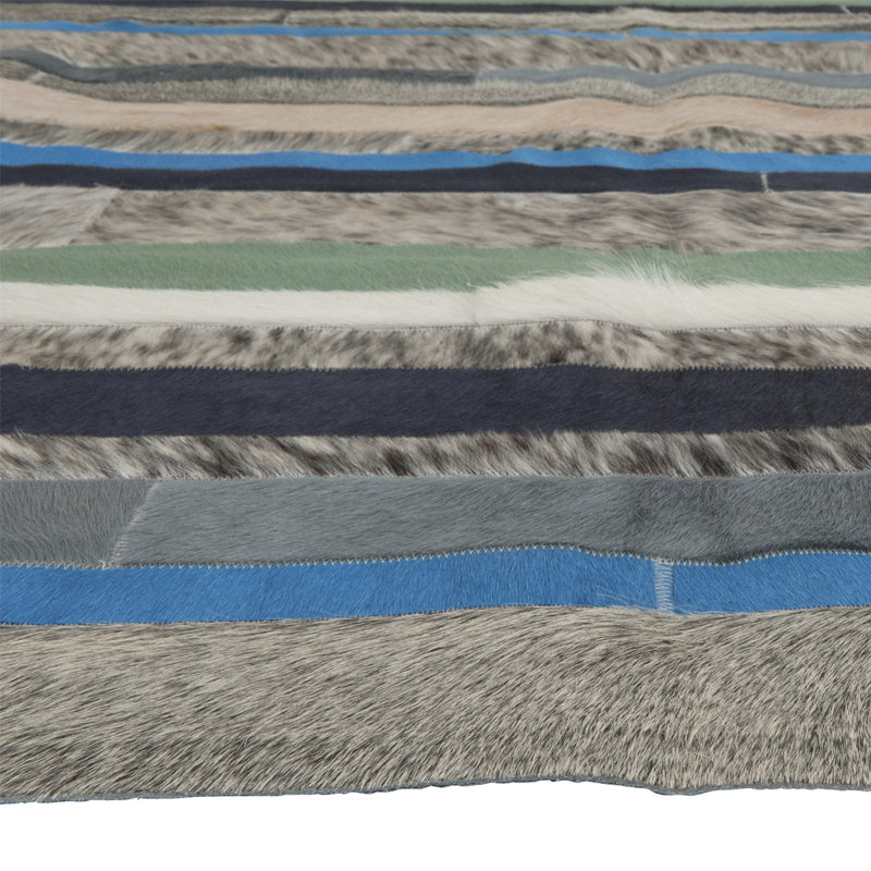 Nueva Raya Cowhide Striped Area Rug, Runner 2'7" x 9'10"