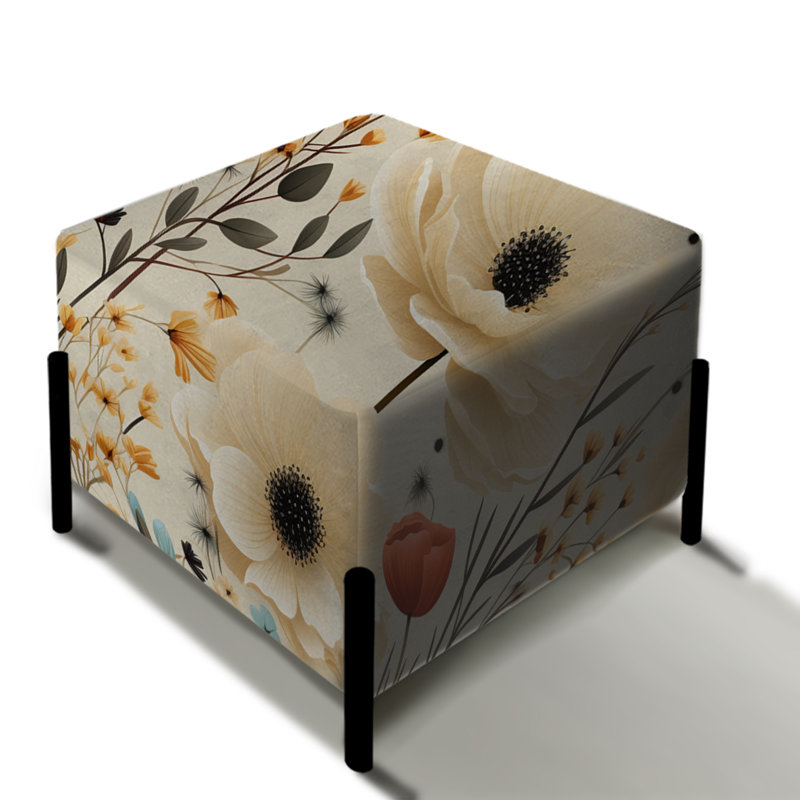 Vintage Delho Floral Garden Delights - Repose-pieds carré floral