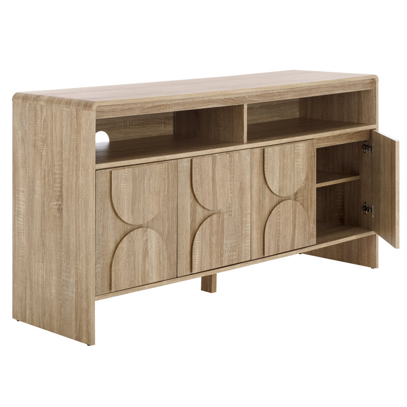 Hemby 4 Door 2 Shelf Sideboard/Media Stand, Light Cream