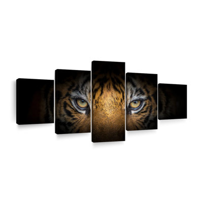 Tigre féroce - ensemble de 5 toiles tendues