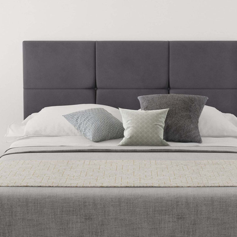 Kellen Upholstered Headboard, Velvet Steel, Super King (6')