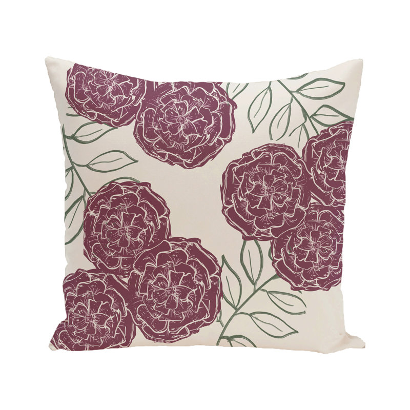 Housse et insert de coussin floral extérieur carré / rectangulaire, Fleur de la Passion, H 16 po x l 16 po
