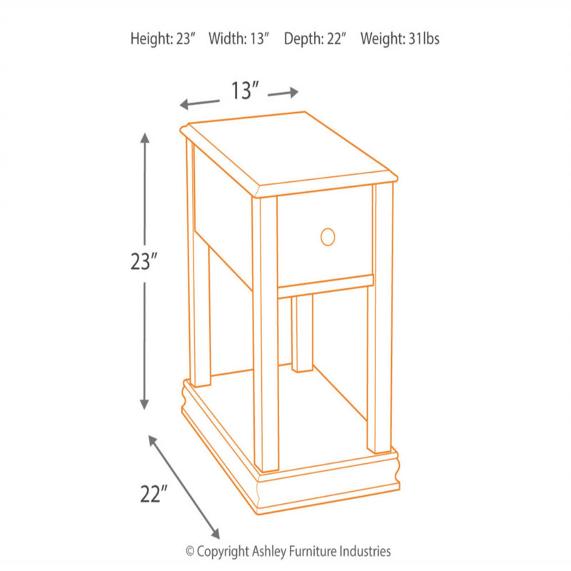 Contemporary Breegin Brown Rectangular Chairside End Table with Storage