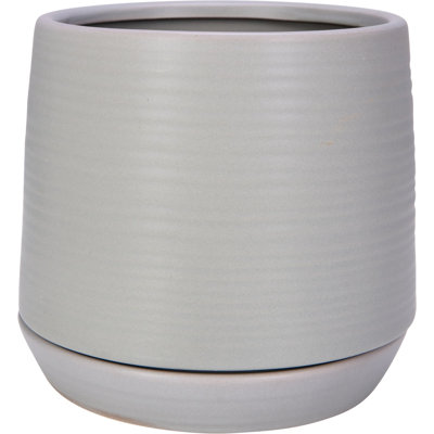 7 in. Novo Planter w/ Saucer - Matte Light Grey