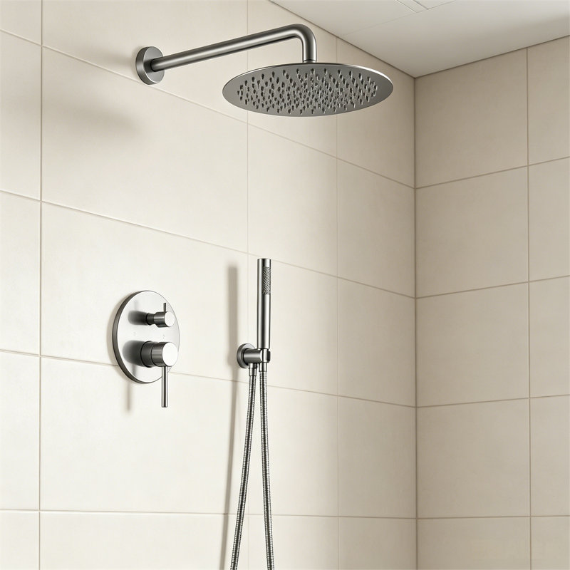 Topcraft 10-Inch Stainless Steel Rain Shower System With Handheld Showerhead, Brushed Nickel