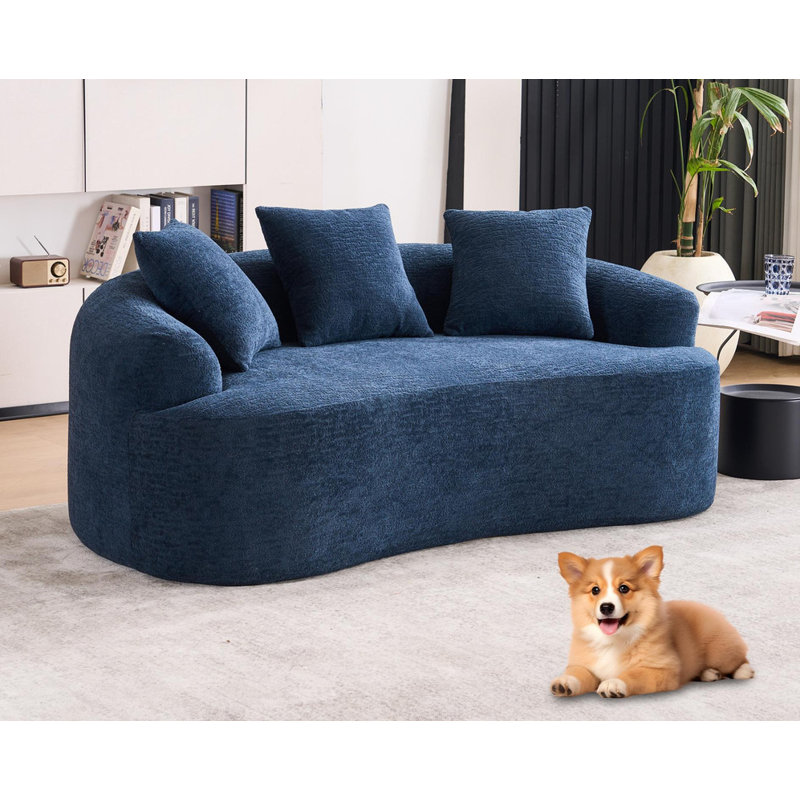 Canapé compact en Chenille, Bleu