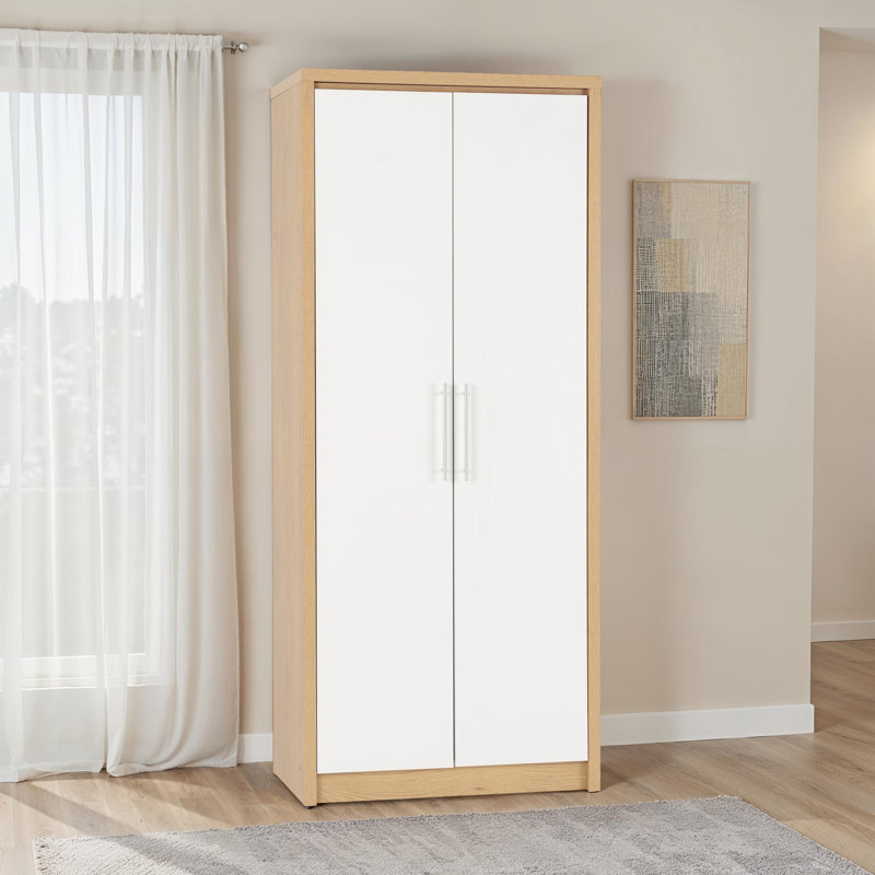 Louisa 2 Door Wardrobe, Light Oak Veneer/White