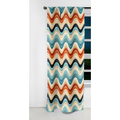 Beige And Blue Coastal Chevron Serenity I - Chevron Curtain - Blackout Curtain - 1 Panels