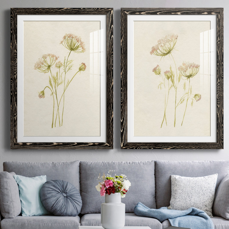 Blush Lace I - ensemble de 2 peintures encadrées, Noir, H 37,5 po x l 55 po x P 1,5 po