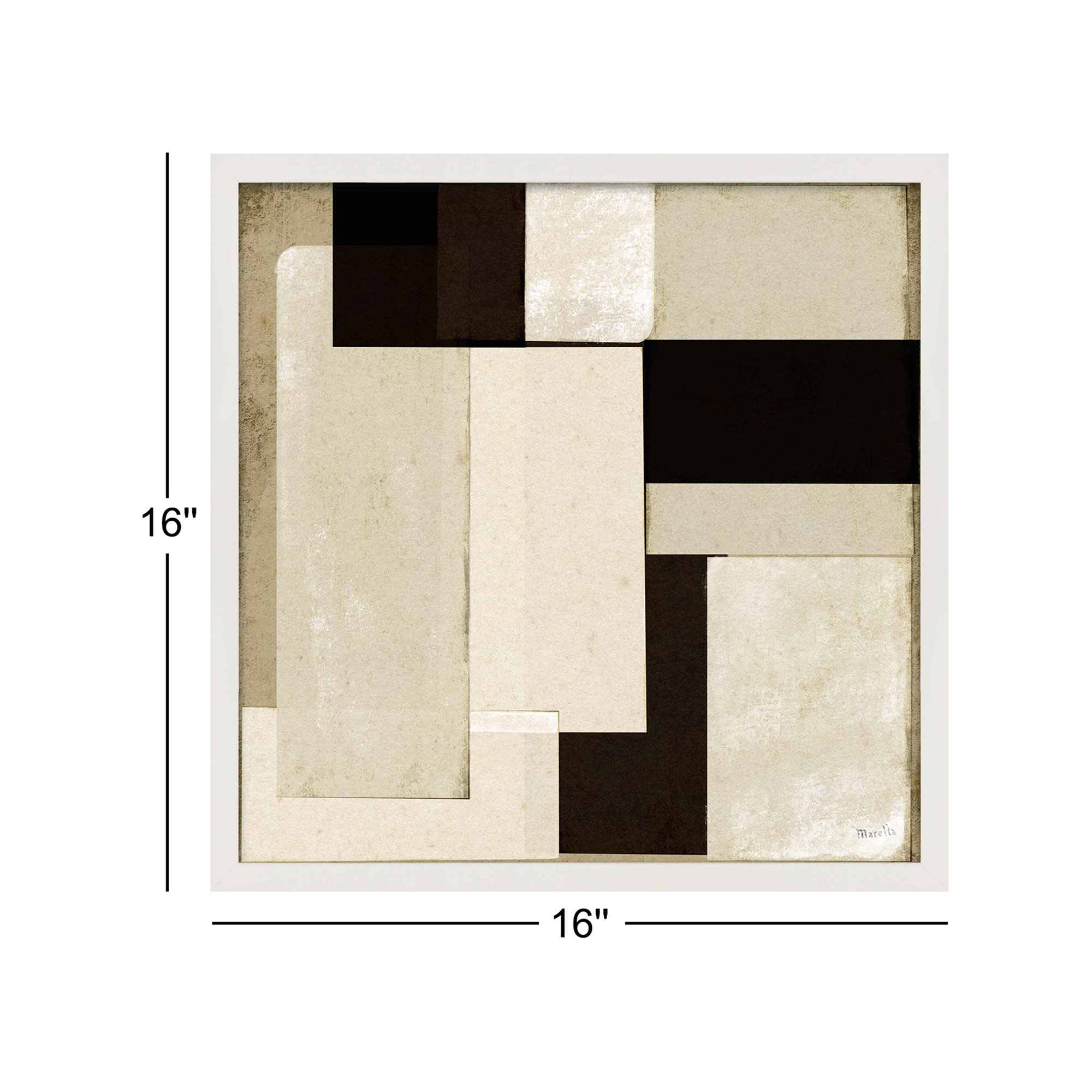 City Scape 6 by Marco Marella for Studio M - Framed Wall Art, 16" H x 16" W, White, Framed Print Paper without Mat