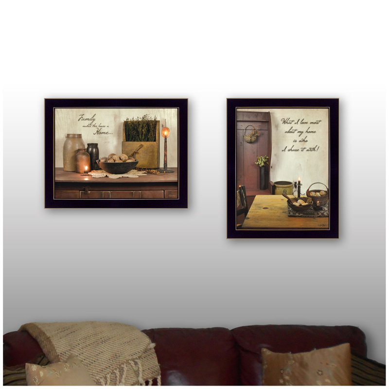 «Home and Family Collection», vignette 2 pièces par Susan Boyer, reproduction d'art encadrée, affiche prête à accrocher, cadre noir