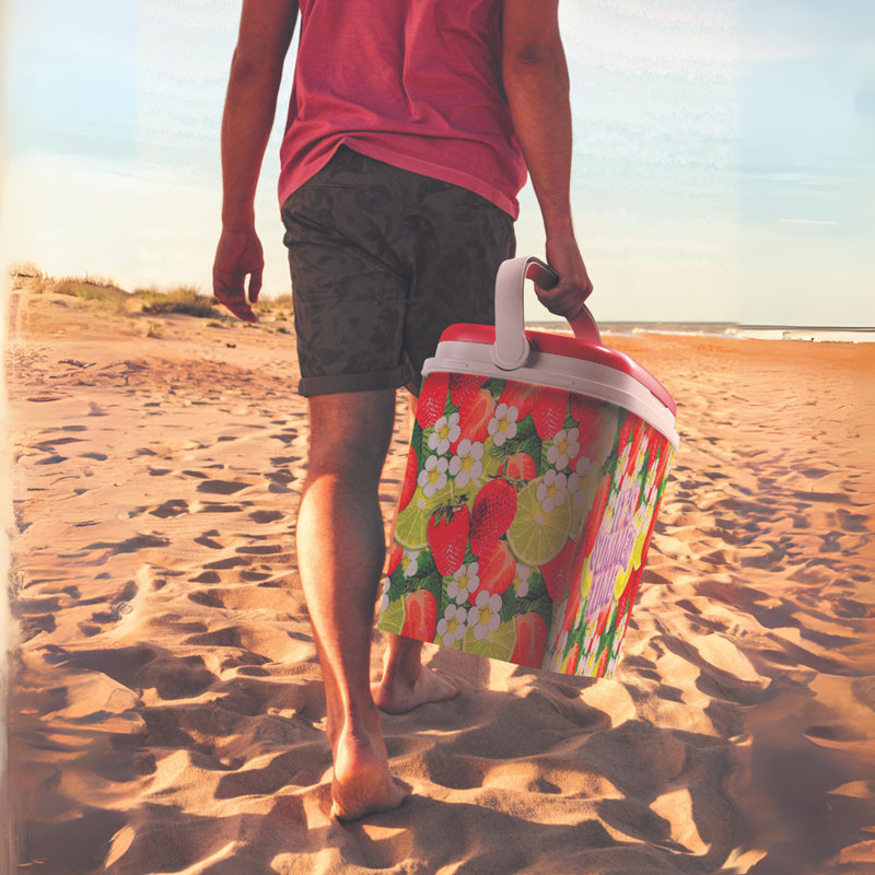Amariya Bay Isle Home 28.5306L Cooler Cover in Strawberries And Lime