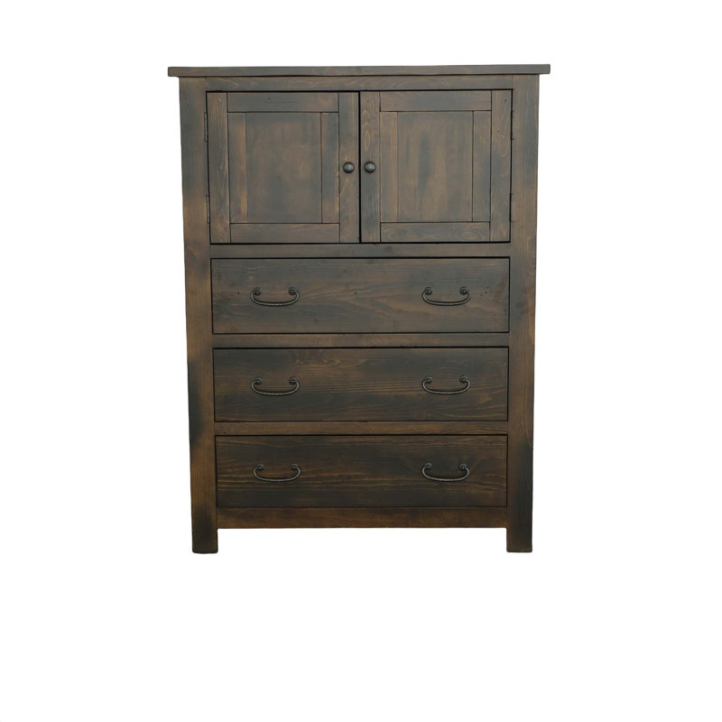 Woodbury Rustic Brown 3-Drawer Dresser with Cabinet