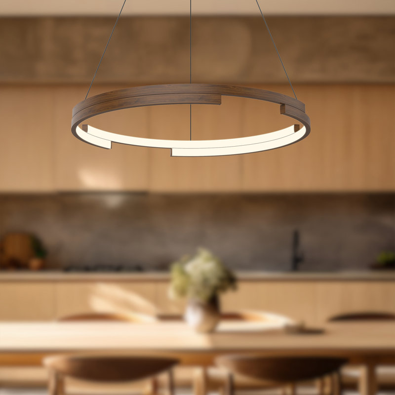 Anello Minor 1 - Light LED Unique/Statement Pendant, 123.38" H x 24" W x 24" D, Walnut