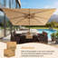 Parasol en porte-à-faux courbé rectangulaire inclinable 10 pi x 13 pi avec base et housse-132840341