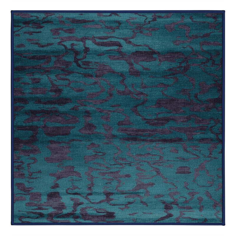 Tapis abstrait gris lavable à la machine, Carré 6 pi