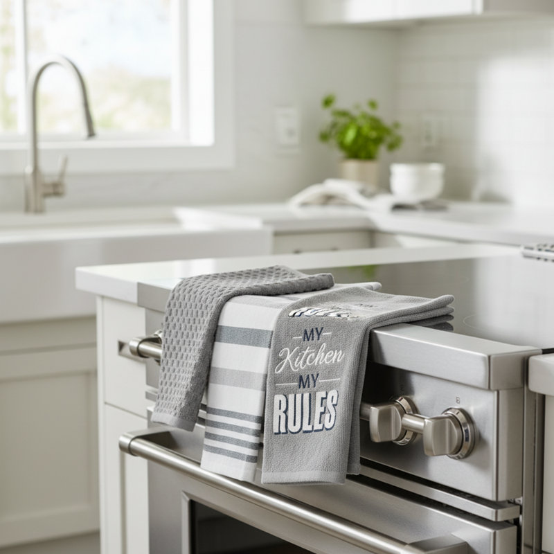 Super Absorbent 3 pack Cotton Tea Towels - My Kitchen My Rules