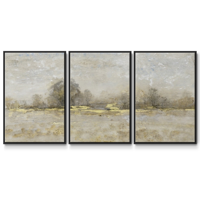 «Late Harvest II», reproduction sur toile 3 pièces, H 40 po x l 78 po x P 2 po, Noir
