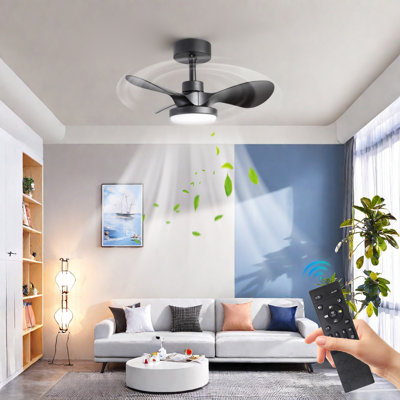 24 in. Indoor Ceiling Fan with Dimmable LED Light and Remote Control for Bedroom,Living Room