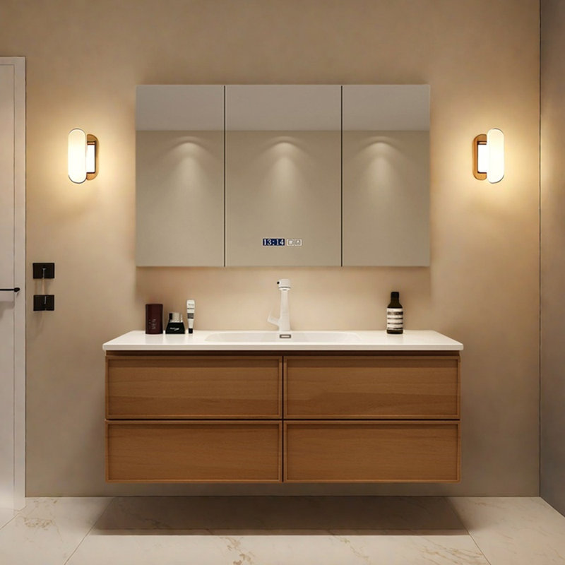 Retro simple style light luxury bathroom cabinet