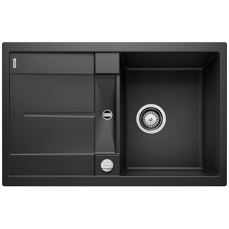 Metra Single Bowl Inset Kitchen Sink, Black