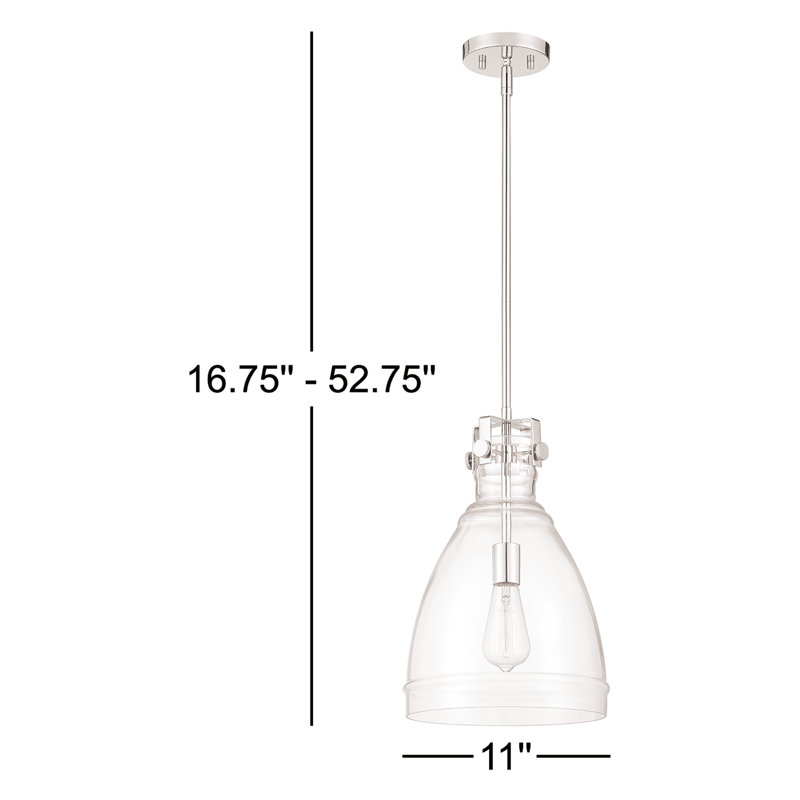 Debord 1 - Light Single Pendant, Polished Nickel, Clear