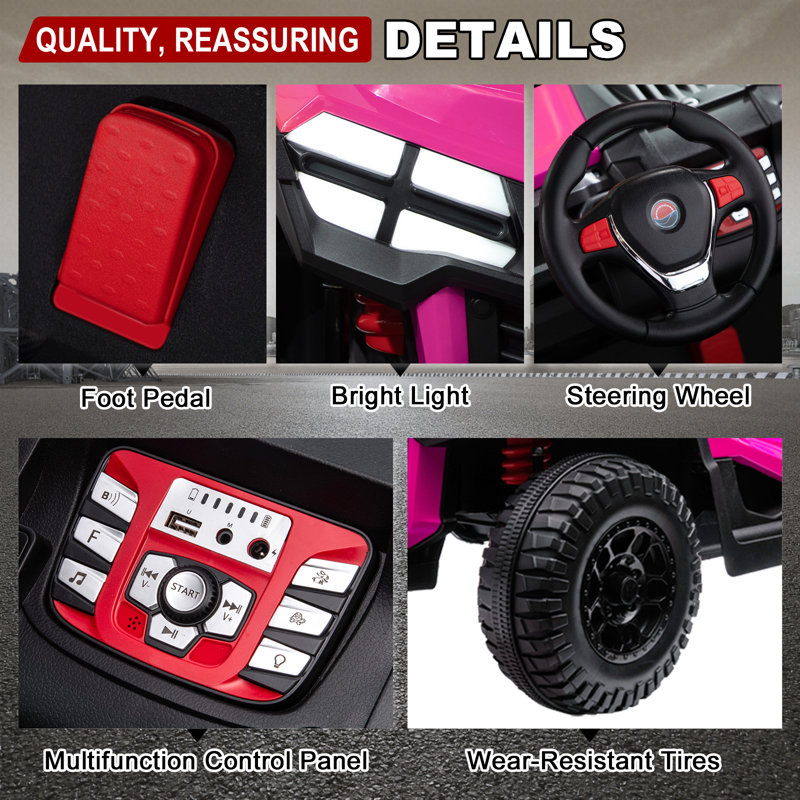 24v 4wd Kids Ride On Utv Car with Télécommande, Rose