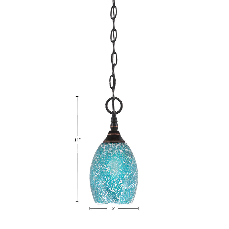 Mini-luminaire suspendu en chaîne avec verre, Cuivre / noir