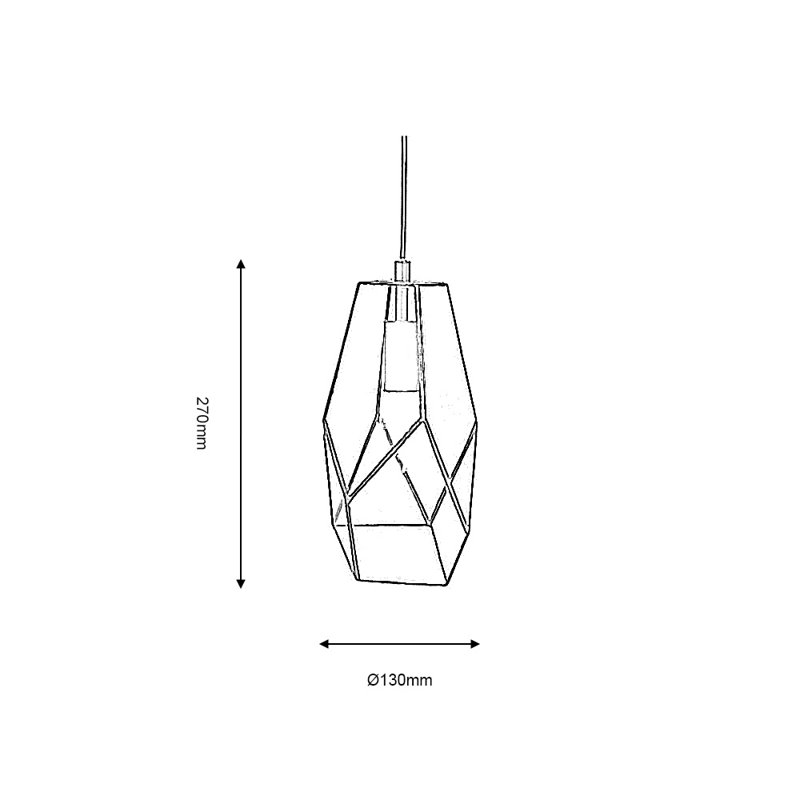 Tooborac 1 - Light Black Geometric Pendant, Small