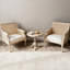 Fauteuil d'appoint français, fauteuil avec revêtement, fauteuil de lecture avec rotin rétro évidé, pour salons, chambres à coucher, fermes, balcons (beige), lit simple
