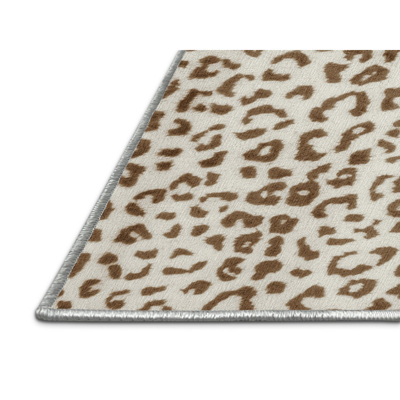  Tapis blanc lavable à gros chats léopard, Rectangle 6 pi x 9 pi