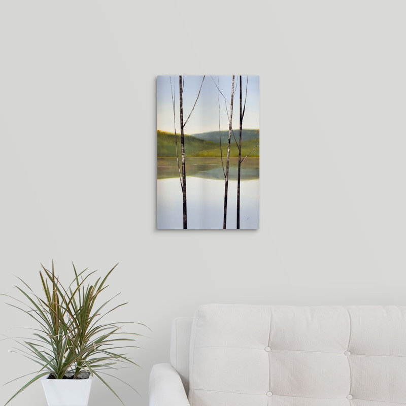 « calme eaux ii », peinture sur toile, Toile tendue, H 18 po x l 12 po x P 1,25 po