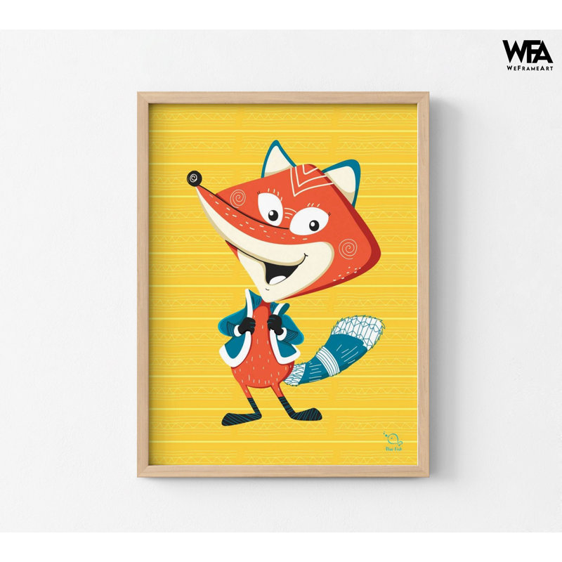 Bureau pédiatrique, impression de dessin de renard, art mural encadré mignon renard roux, décoration de chambre d'enfant en bas âge, art mural renard roux, reproduction de dessin