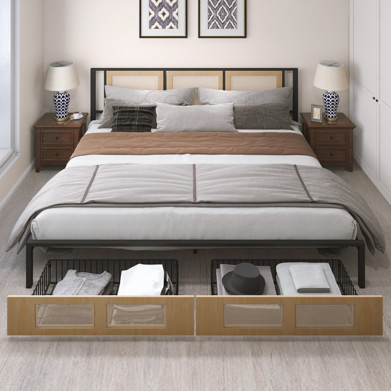 Arteen Metal Storage Platform Bed, King