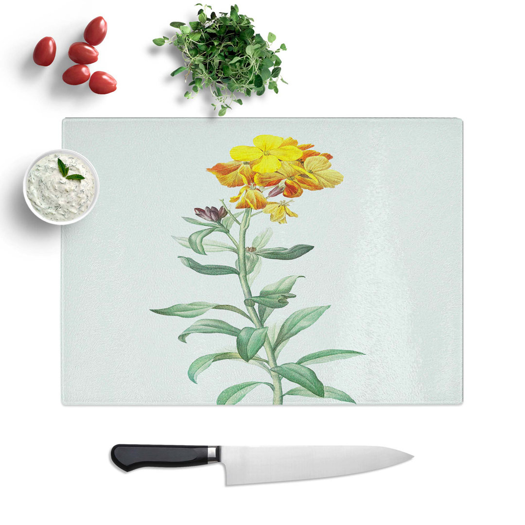 Tempered Glass Wallflowers in Yellow by Pierre-Joseph Redoute Chopping Board