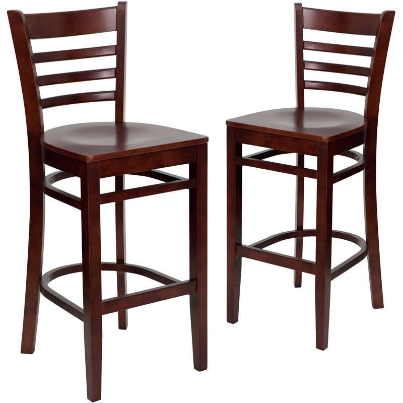 Statice Dahlia 30" Bar Stool, Mahogany