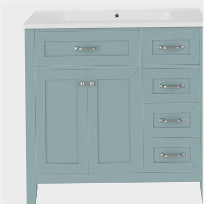 36" bathroom vanity with sink set, bathroom cabinet with drawers, solid wood frame and MDF board