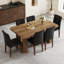 Ensemble de salle à manger de style campagne moderne 64,5 "avec piédestal en verre et chaises-114377100-114377097