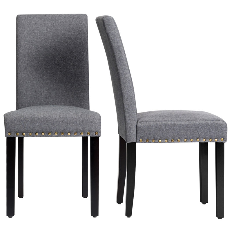 21'' H Linen Upholstered Parsons Chair, Dark Gray