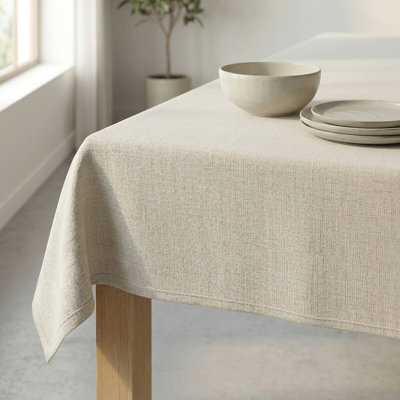  Capri Rectangle Tablecloth 52x70 Cashmere Color | Waterproof Polyester Table Cloth | Stain Resistant Wipeable Table Cover