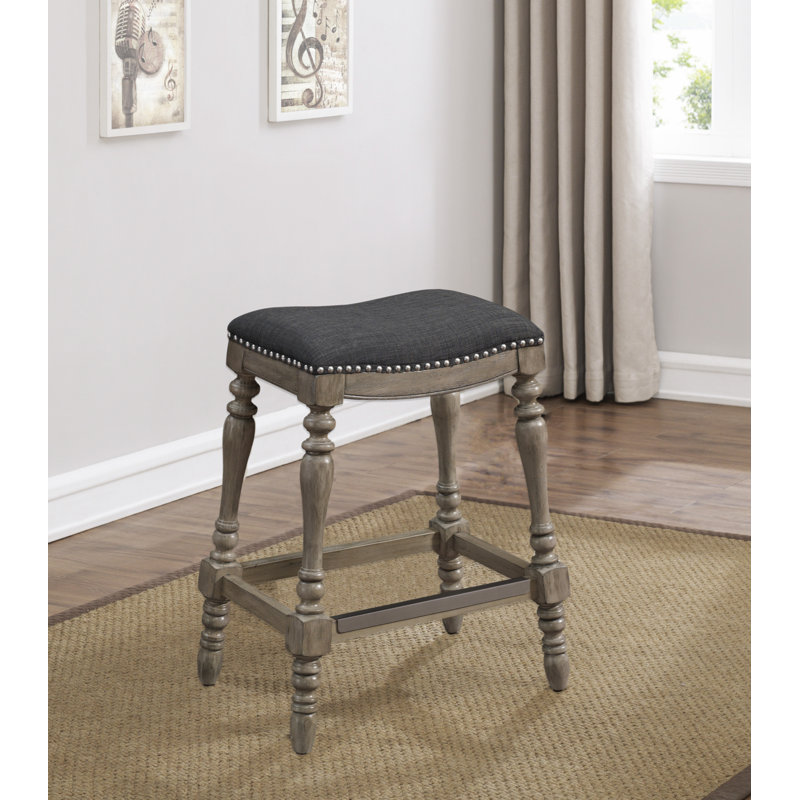Aviv Upholstered Counter Stool with Solid Wood Frame, Brown