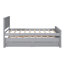Lit plateforme simple avec lit gigogne et tiroirs, gris