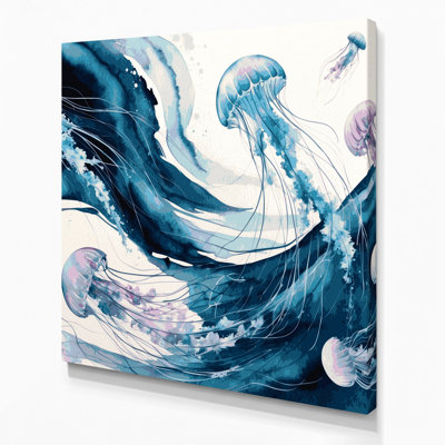 Coastal Minimalist Marine Plus Blue Canvas Wall Art