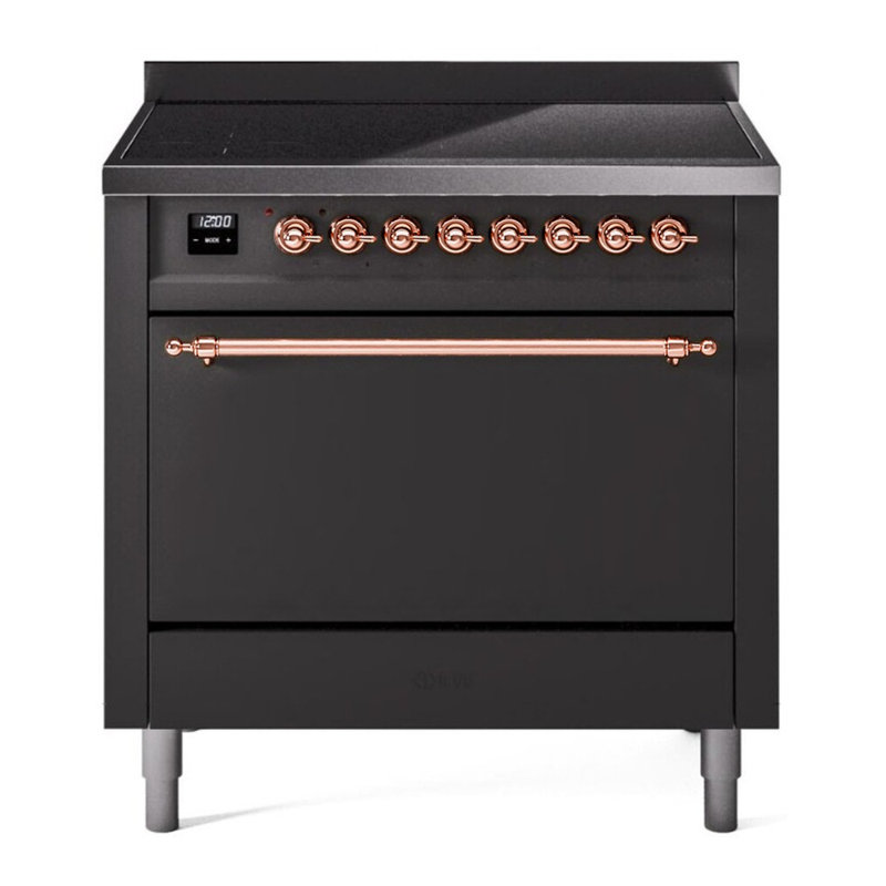 ILVE Nostalgie II 36 in Induction Range, Graphite Matte/Copper
