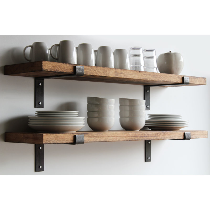 Gelinas 2 Piece Oak Bracket Shelf, 1.75" H x 36" W x 11" D, Torched Oak