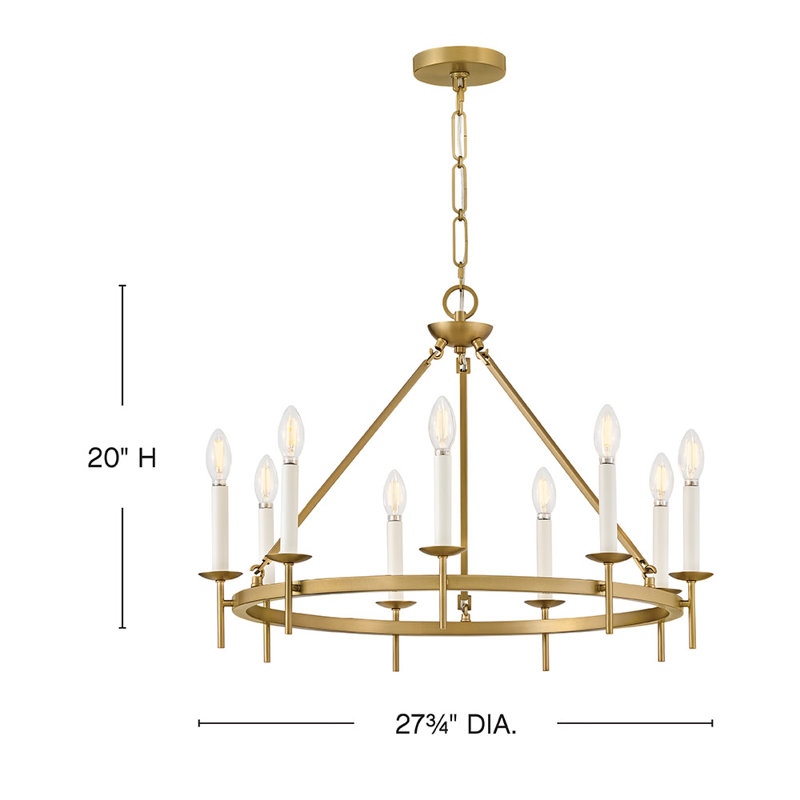 Copley 9-Light Chandelier, Lacquered Brass