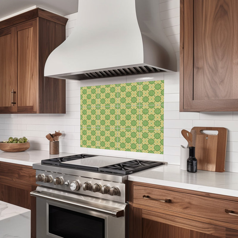 Carreau de mosaïque autocollant en vinyle à motif floral médaillon émeraude jardin 5 po x 5 po