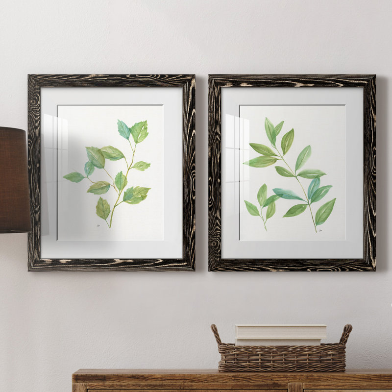 Printemps verts I - ensemble de 2 reproductions d'art, H 24 po x l 36 po x P 1,5 po, H 31,5 po x l 47 po x P 1,5 po, Blanc