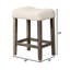 Ensemble de salle à manger 5 pièces de style moderne du milieu du siècle, table carrée en chêne de 91 cm avec 4 tabourets, revêtement en tissu, 4 places assises, montage facile, hauteur comptoir, bois d'ingénierie de style transitionnel, et élégant