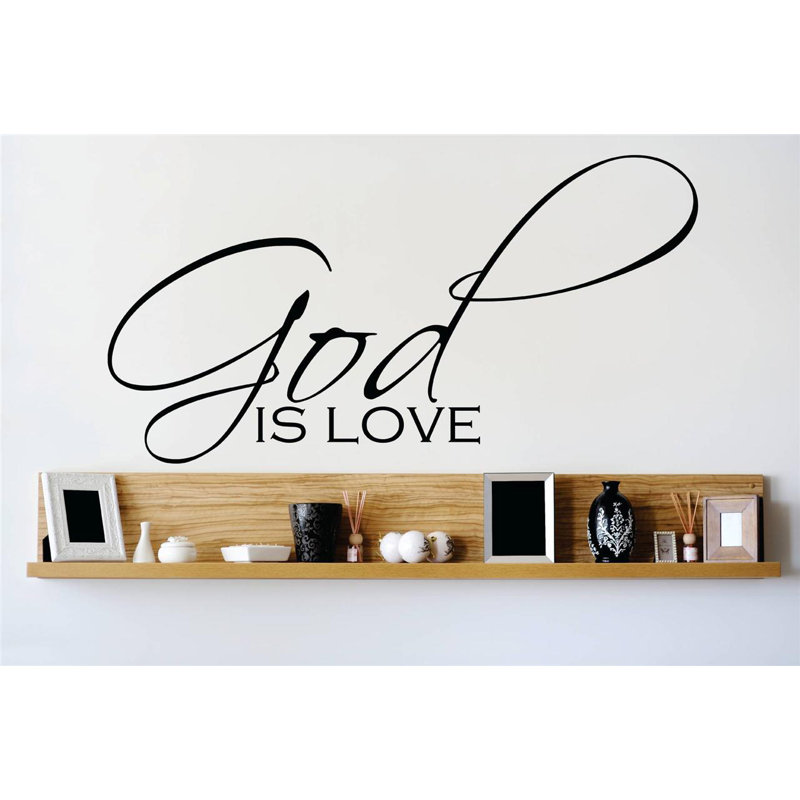 Décalcomanie murale dieu is love, Noir, H 14 po x l 30 po x P 0,16 po